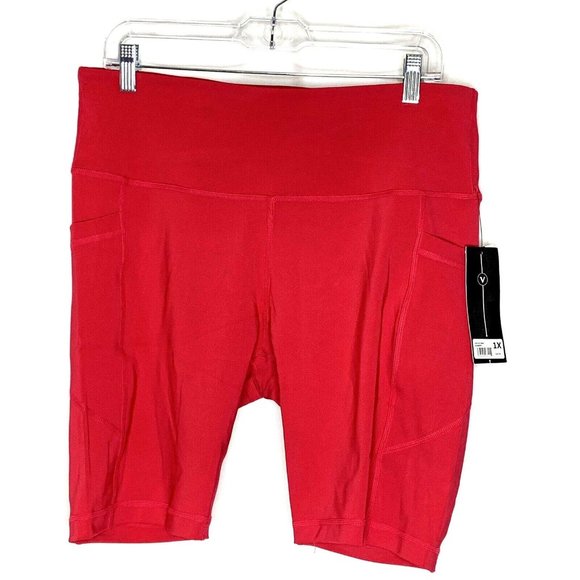Velocity Pants - Velocity Womens Plus Size Biker Shorts Size 1X Hot Pink High Waist Pockets